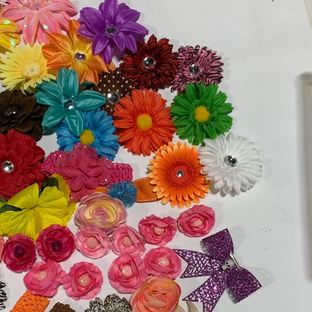 Colorful Kids Adults‎ Hair Accessories LOT Headbands Flowers Clips Ponytails